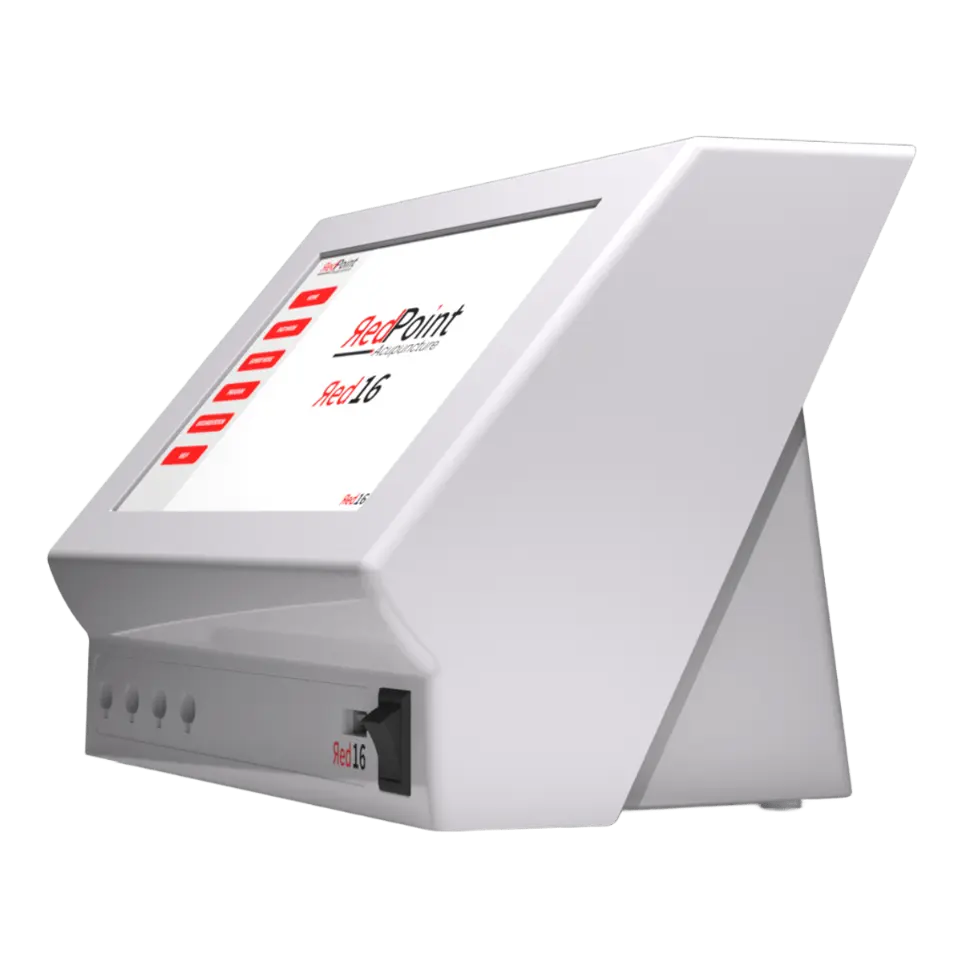 Appareil Red 16 de RedPoint Acupuncture, dispositif professionnel LED rouge pour la stimulation simultanée de 16 points d’acupuncture.